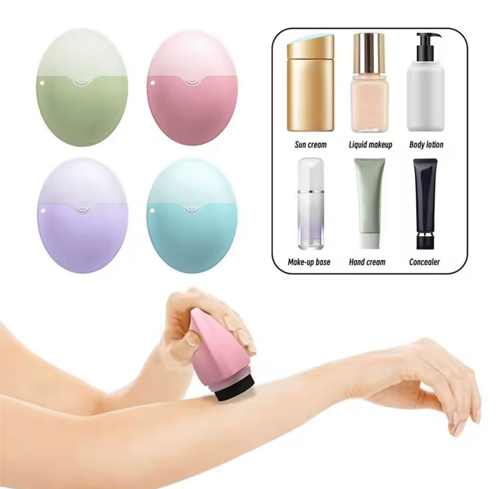 1PC New Silicone Suncream Roller Applicator Refillable Oval Isolation Lotion Cream Bottles